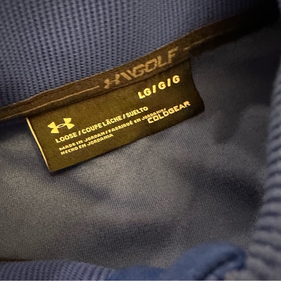 Under Armour Golf Cold Gear men’s blue 1/4 button up pullover sweater. large - Picture 2 of 4
